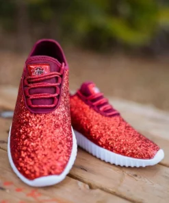 Mango Glitter Bomb Sneakers Adult And Children - Red On White