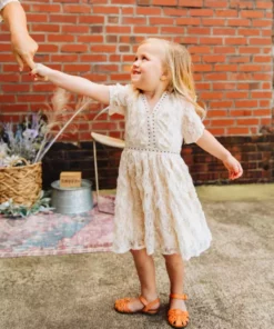 D & J Industries Girls Angel Eyes Dress - Ivory