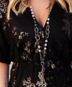 D & J Industries Sequin Secret Top - Black Clothing