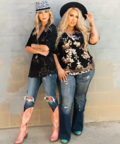 D & J Industries Sequin Secret Top - Black Clothing