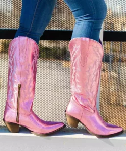 Prachi Leather PREORDER Just Call Me Dolly Pink Cowgirl Boots