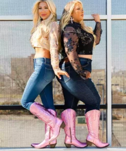 Prachi Leather PREORDER Just Call Me Dolly Pink Cowgirl Boots