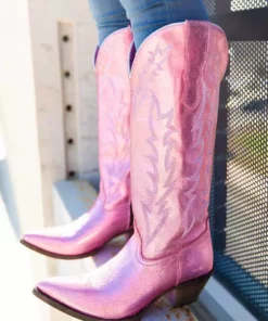 Prachi Leather PREORDER Just Call Me Dolly Pink Cowgirl Boots