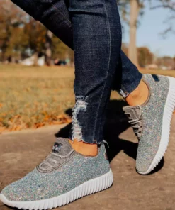 Mango Glitter Bomb Sneakers - Pewter