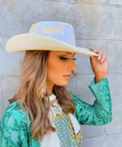 Western Fashion, Inc Metallic Opal Cowboy Hat - White
