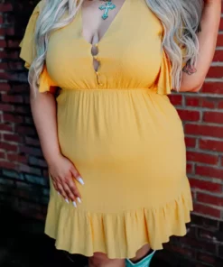 D & J Industries Sale! Never Lookin Back Dress - Mustard