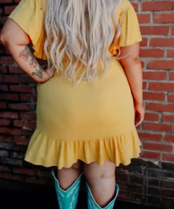 D & J Industries Sale! Never Lookin Back Dress - Mustard