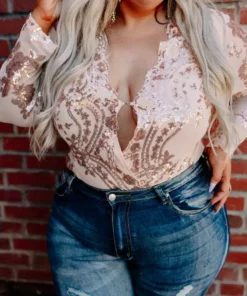 D & J Industries Co., LTD. Enchanted Nights Bodysuit - Rose Gold Tops