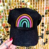 FayCo Accessories Taste The Rainbow Black Glitter Hat