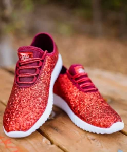 Mango Glitter Bomb Sneakers Adult And Children - Red On White