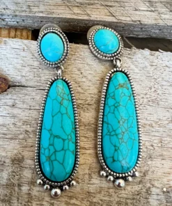 Southern Grace Southern Charm Oval Turquoise Silver Earrings