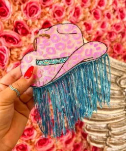 Southern Custom Designs Leopard Cowgirl Hat And Fringe Freshie