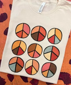 Miss Mud Pie Groovy Peace Sign T-shirt - Natural New Arrivals