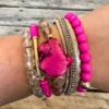 Southern Grace Sparkly Cosmopolitan Fushia Mixed Beads Bracelet Set