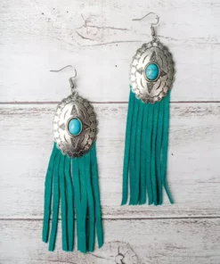 Southern Grace New Arrivals Concho Turquoise Fringe Earrings