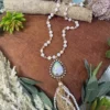 Southern Grace Shine So Bright Iridescent Oval Crystal Beaded Gold Necklace