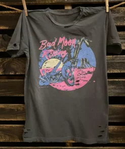 Country Deep Bad Moon Rising Distressed Tee Clothing