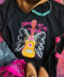 Miss Mud Pie Tees Blame It All On My Roots - Black