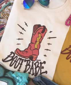 Miss Mud Pie Boot Babe Tee - Cream Tees