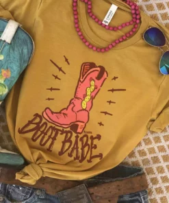 Miss Mud Pie Tees Boot Babe Tee - Mustard