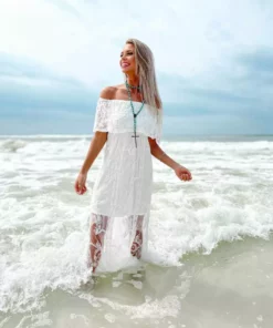 D & J Industries Bridal Ivory Off Shoulder Dress