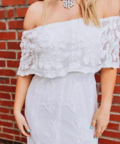 D & J Industries Bridal Ivory Off Shoulder Dress