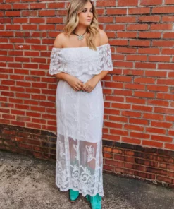 D & J Industries Bridal Ivory Off Shoulder Dress