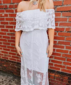 D & J Industries Bridal Ivory Off Shoulder Dress