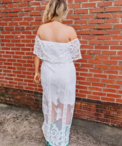 D & J Industries Bridal Ivory Off Shoulder Dress