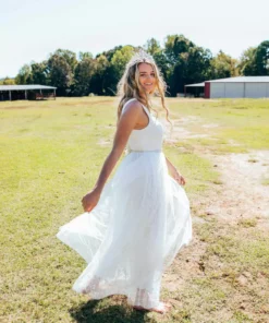 D & J Industries Bridal Lace Long Dress