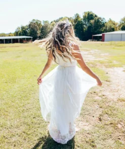 D & J Industries Bridal Lace Long Dress