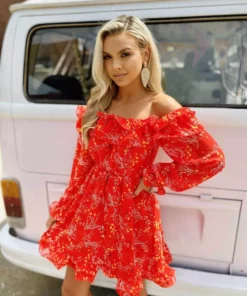 Southern Fried Chics Burnin Love Off Shoulder Dress