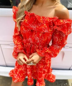 Southern Fried Chics Burnin Love Off Shoulder Dress