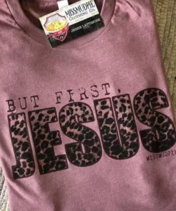 Miss Mud Pie But First Jesus Tee - Mauve Tees
