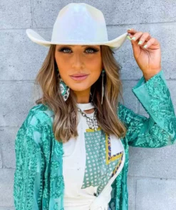 Western Fashion, Inc Metallic Opal Cowboy Hat - White