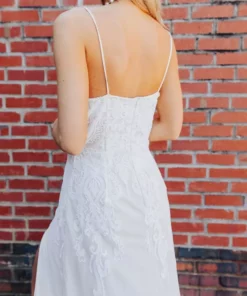 D & J Industries Champagne Maxi Dress With Lace