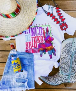 Miss Mud Pie Cinco De Drinko Tee - White Clothing