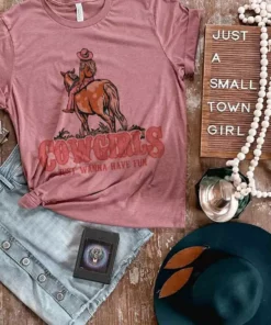 Miss Mud Pie Cowgirls Just Wanna Have Fun Tee - Mauve Clothing