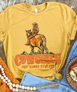 Miss Mud Pie Cowgirls Just Wanna Have Fun Tee - Mustard Clothing