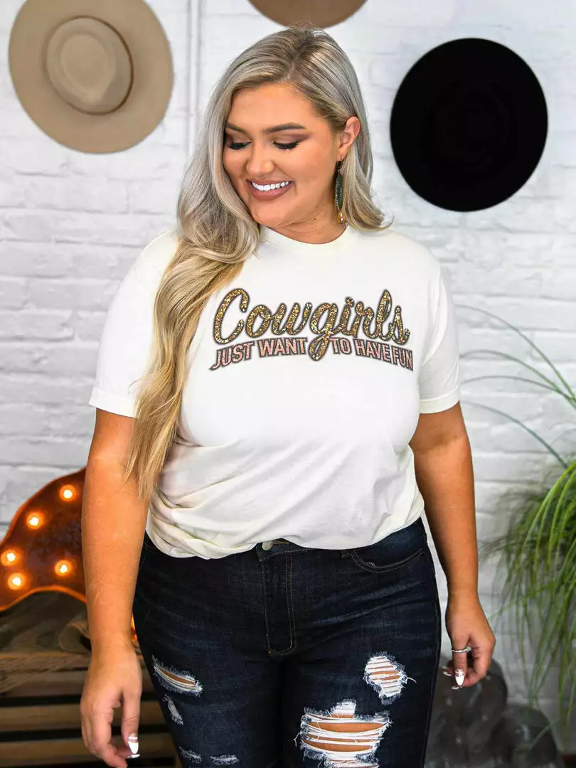 Bling-A-Gogo Tees Cowgirls Just Want To Have Fun Tee