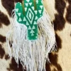Southern Custom Designs New Arrivals Green Aztec Cactus Fringe Freshie