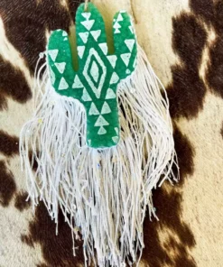 Southern Custom Designs New Arrivals Green Aztec Cactus Fringe Freshie