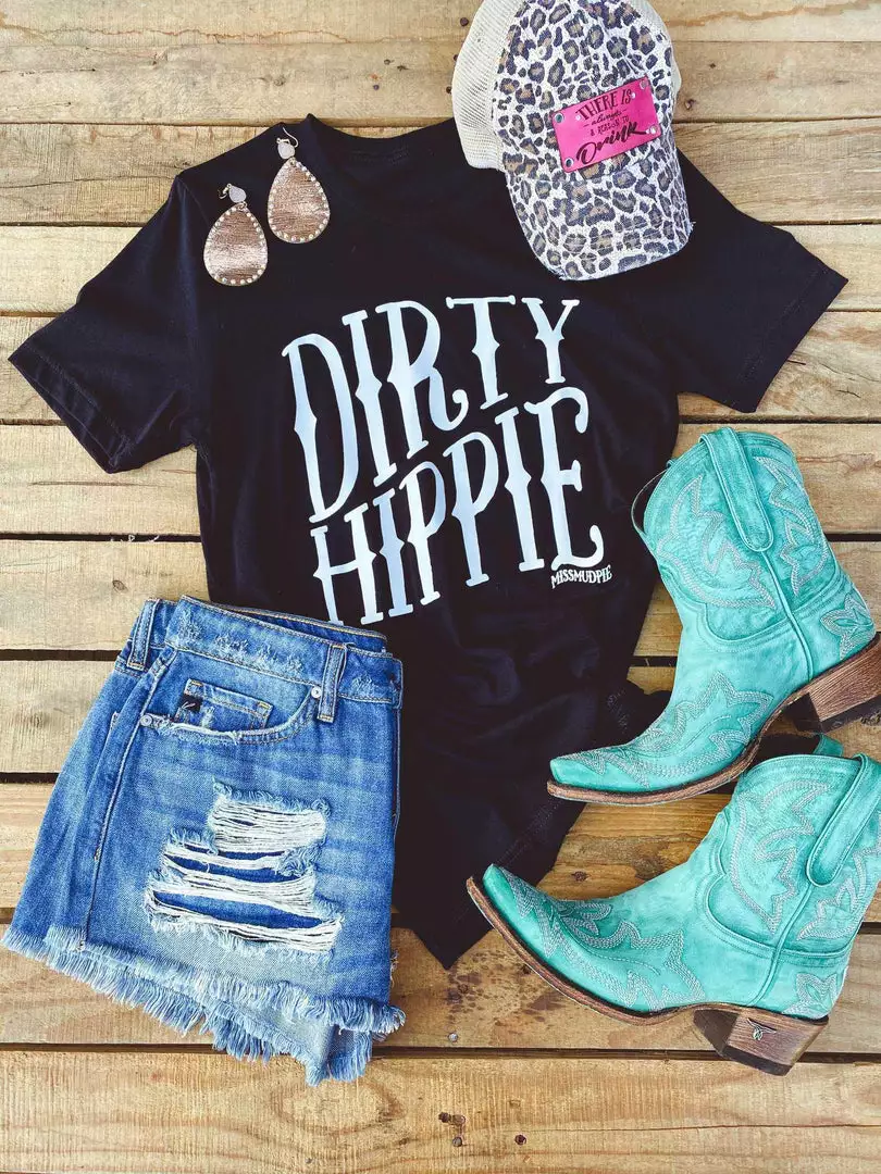 Miss Mud Pie Tees Dirty Hippie Tee - Black