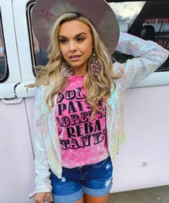 Buckin Barn Tees Dolly Patsy Bleached Tee - Pink