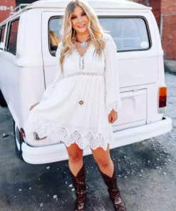 D & J Industries Sale! Eyes On You Dress - White