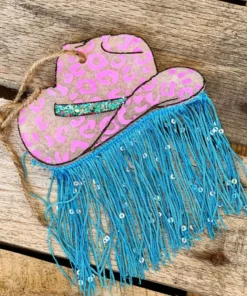 Southern Custom Designs Leopard Cowgirl Hat And Fringe Freshie