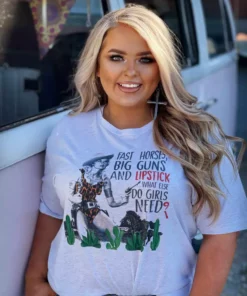 Bling-A-Gogo Tees Fast Horses Big Guns And Lipstick Tee