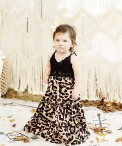 Dongguan Haohoo Clothing CO., Ltd Sale! Girls Southbound Dress - Black Top With Leopard Skirt