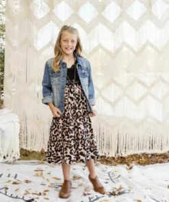 Dongguan Haohoo Clothing CO., Ltd Sale! Girls Southbound Dress - Black Top With Leopard Skirt