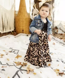 Dongguan Haohoo Clothing CO., Ltd Sale! Girls Southbound Dress - Black Top With Leopard Skirt